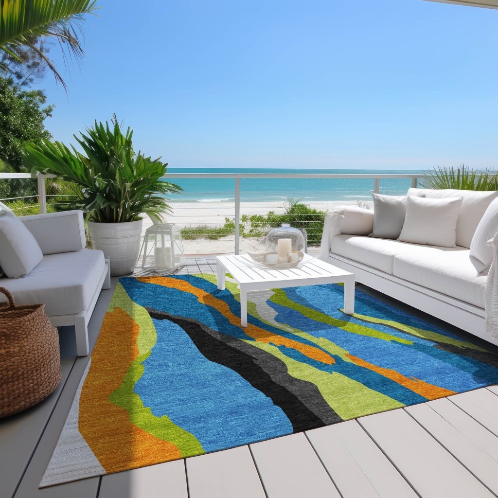 LOOMLAN Rugs Petala Denim Washable Indoor-Outdoor Rug