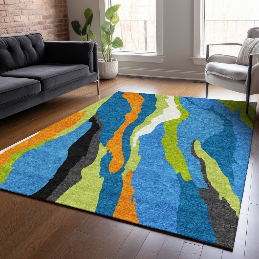 LOOMLAN Rugs Petala Denim Washable Indoor-Outdoor Rug
