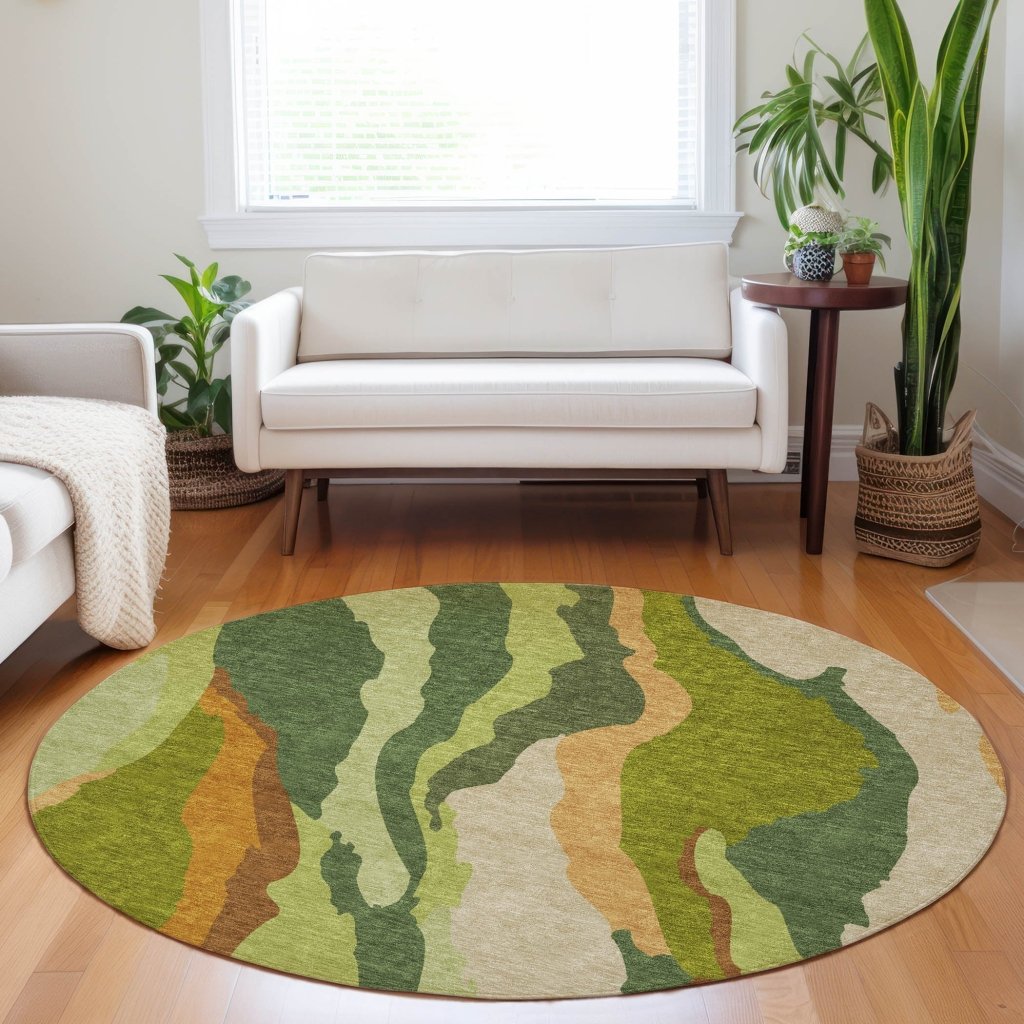 LOOMLAN Rugs Petala Green Washable Indoor-Outdoor Rug