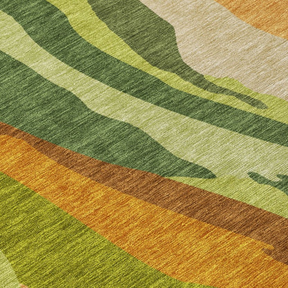 LOOMLAN Rugs Petala Green Washable Indoor-Outdoor Rug