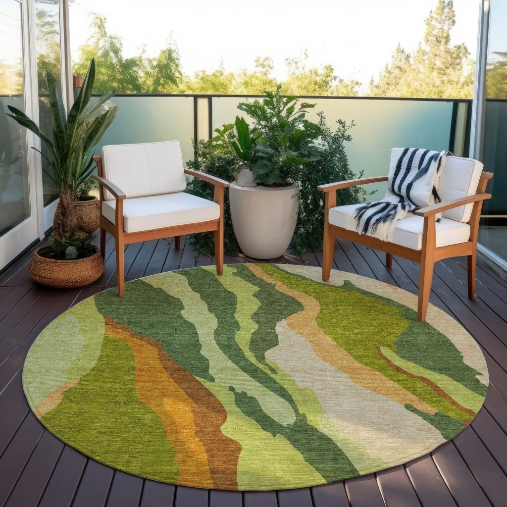 LOOMLAN Rugs Petala Green Washable Indoor-Outdoor Rug