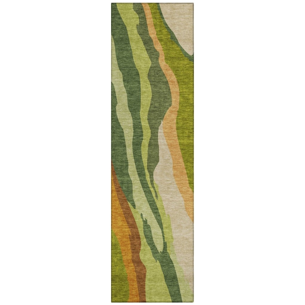 LOOMLAN Rugs Petala Green Washable Indoor-Outdoor Rug