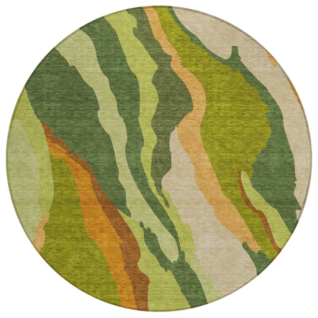 LOOMLAN Rugs Petala Green Washable Indoor-Outdoor Rug