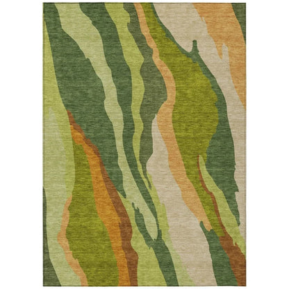 LOOMLAN Rugs Petala Green Washable Indoor-Outdoor Rug