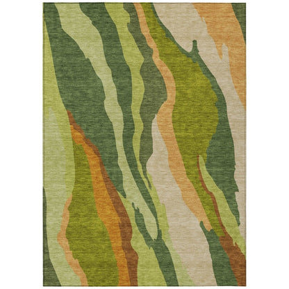 LOOMLAN Rugs Petala Green Washable Indoor-Outdoor Rug