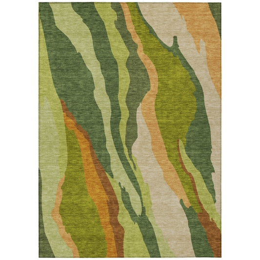 LOOMLAN Rugs Petala Green Washable Indoor-Outdoor Rug