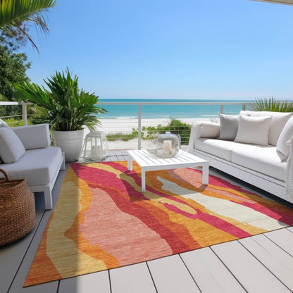 LOOMLAN Rugs Petala Pink Washable Indoor-Outdoor Rug