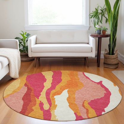 LOOMLAN Rugs Petala Pink Washable Indoor-Outdoor Rug