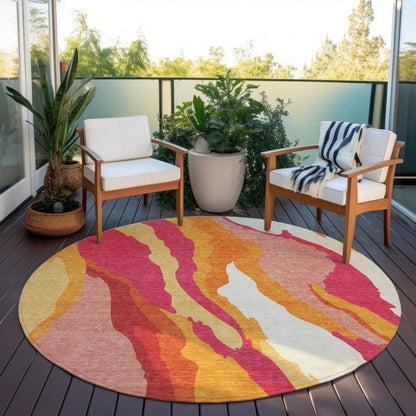 LOOMLAN Rugs Petala Pink Washable Indoor-Outdoor Rug