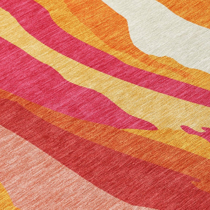 LOOMLAN Rugs Petala Pink Washable Indoor-Outdoor Rug