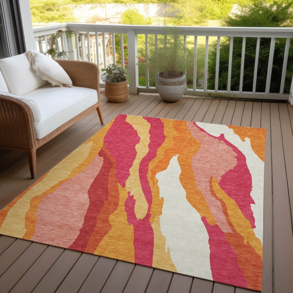LOOMLAN Rugs Petala Pink Washable Indoor-Outdoor Rug