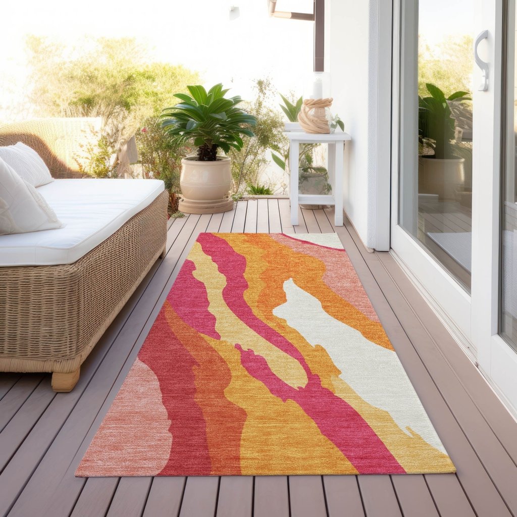 LOOMLAN Rugs Petala Pink Washable Indoor-Outdoor Rug