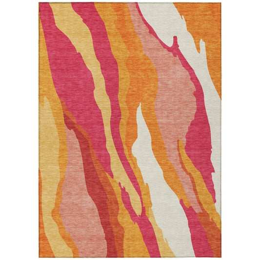 LOOMLAN Rugs Petala Pink Washable Indoor-Outdoor Rug