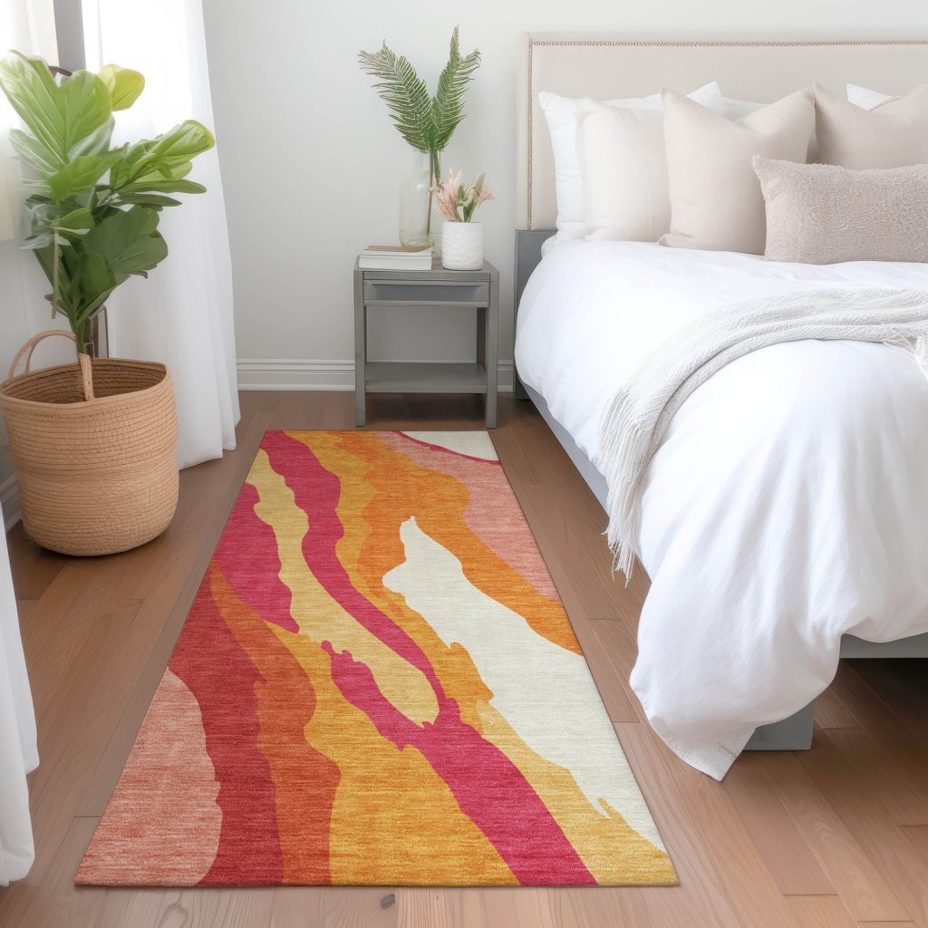 LOOMLAN Rugs Petala Pink Washable Indoor-Outdoor Rug