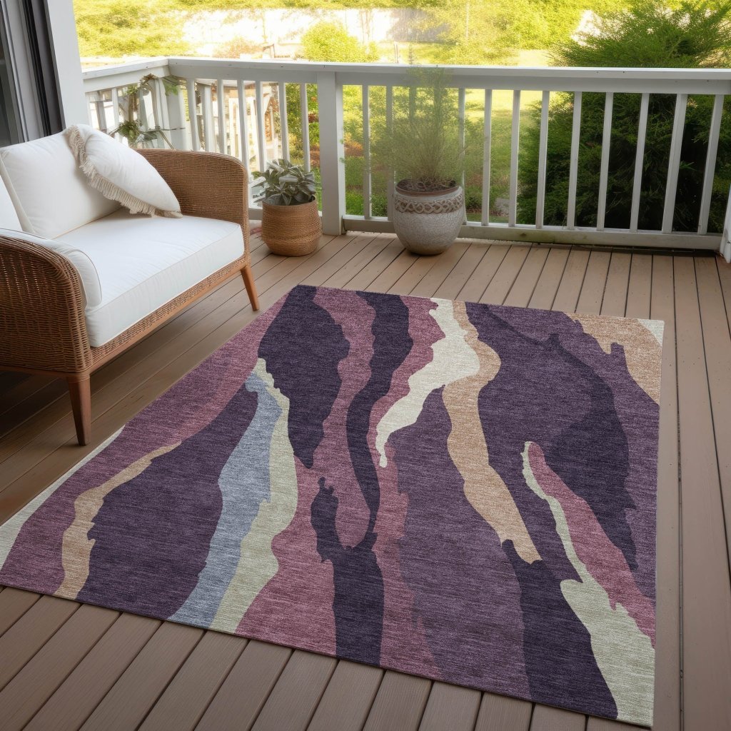 LOOMLAN Rugs Petala Plum Washable Indoor-Outdoor Rug
