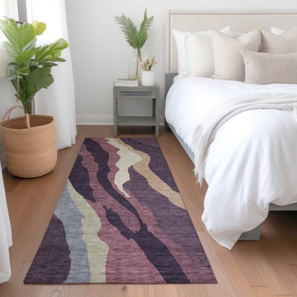 LOOMLAN Rugs Petala Plum Washable Indoor-Outdoor Rug