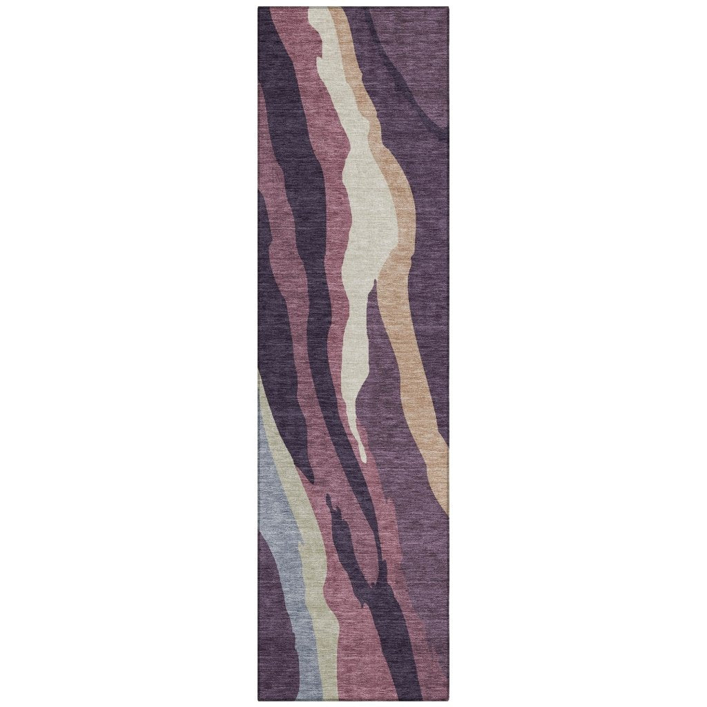 LOOMLAN Rugs Petala Plum Washable Indoor-Outdoor Rug