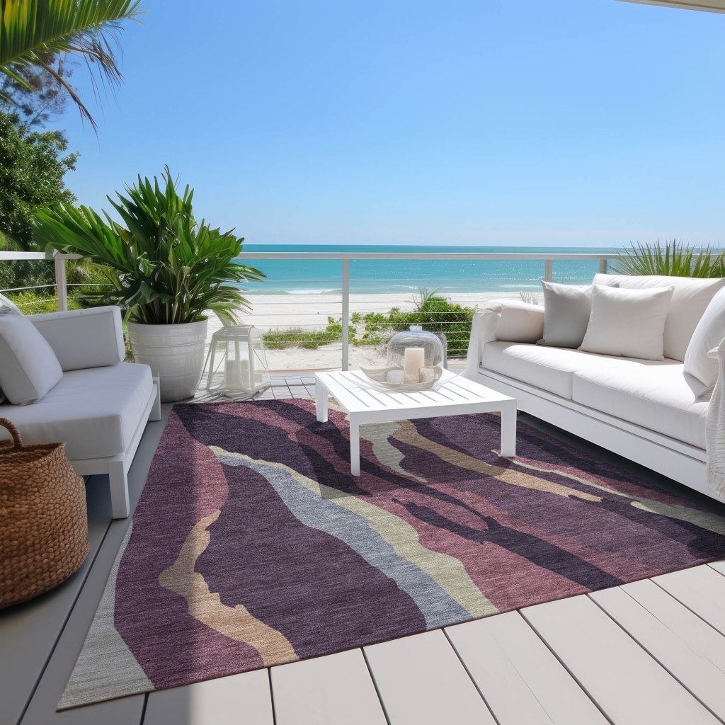 LOOMLAN Rugs Petala Plum Washable Indoor-Outdoor Rug