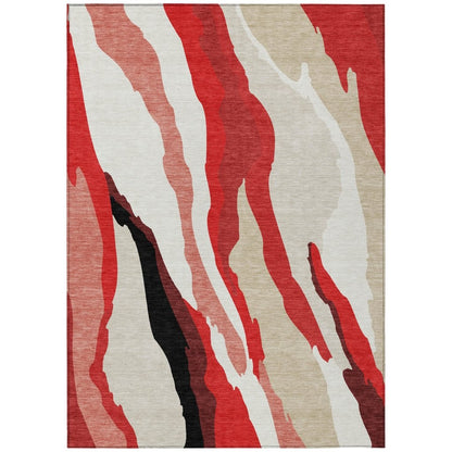 LOOMLAN Rugs Petala Red Washable Indoor-Outdoor Rug