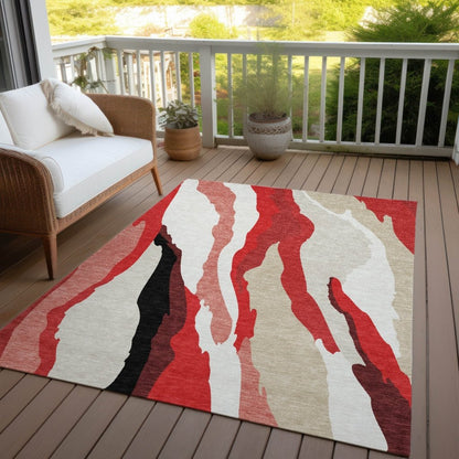 LOOMLAN Rugs Petala Red Washable Indoor-Outdoor Rug