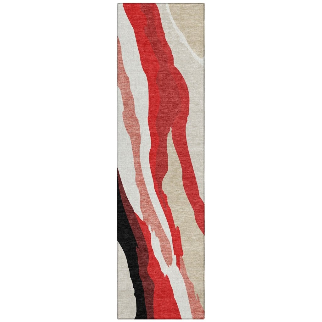LOOMLAN Rugs Petala Red Washable Indoor-Outdoor Rug
