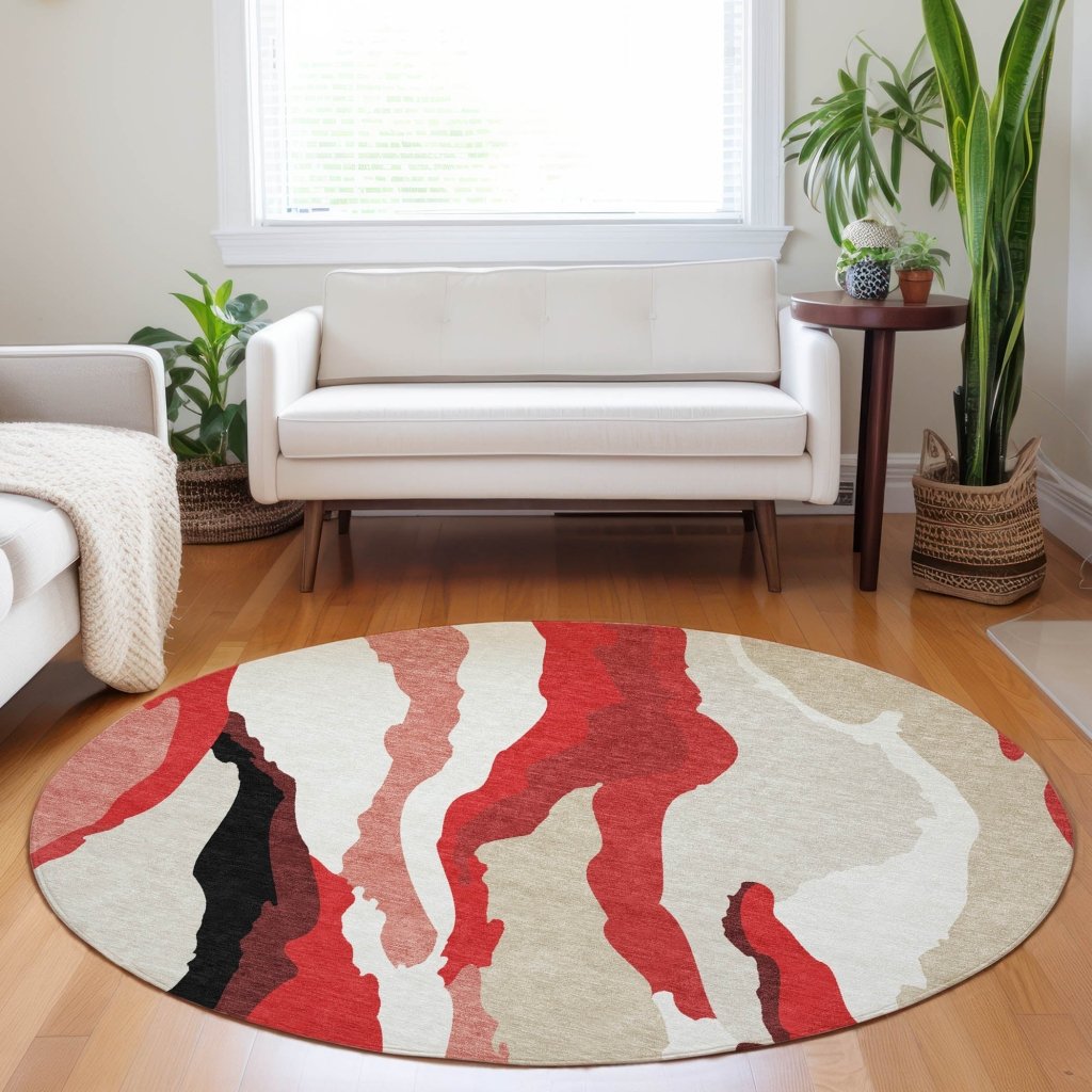LOOMLAN Rugs Petala Red Washable Indoor-Outdoor Rug