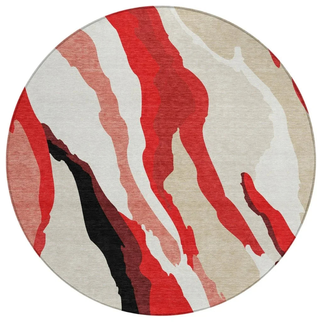 LOOMLAN Rugs Petala Red Washable Indoor-Outdoor Rug