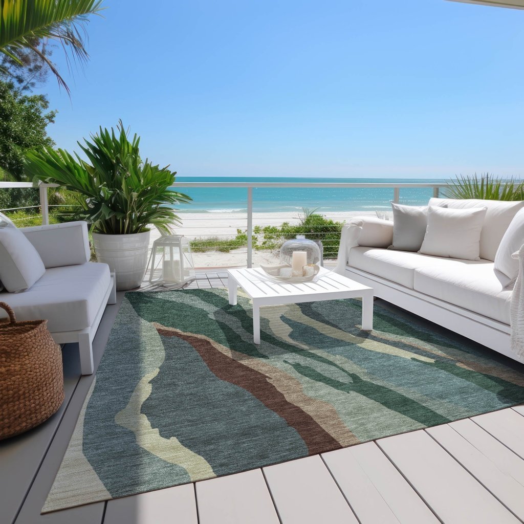 LOOMLAN Rugs Petala Sage Washable Indoor-Outdoor Rug