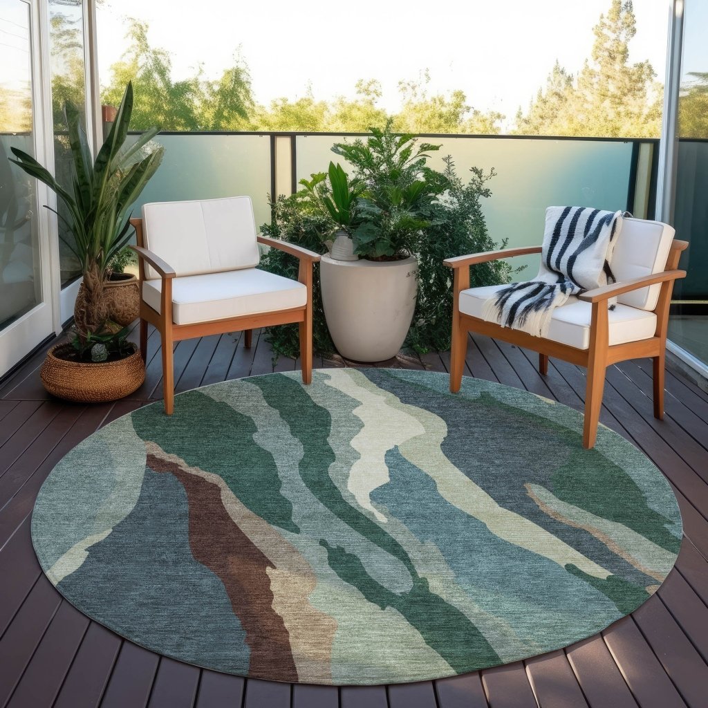 LOOMLAN Rugs Petala Sage Washable Indoor-Outdoor Rug