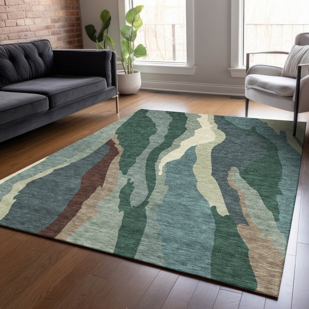 LOOMLAN Rugs Petala Sage Washable Indoor-Outdoor Rug