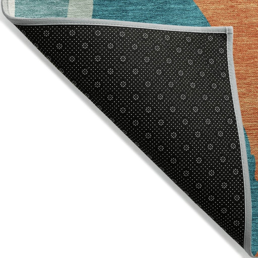 LOOMLAN Rugs Petala Teal Washable Indoor-Outdoor Rug