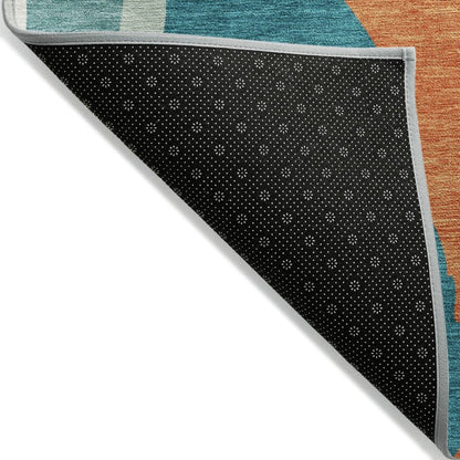 LOOMLAN Rugs Petala Teal Washable Indoor-Outdoor Rug