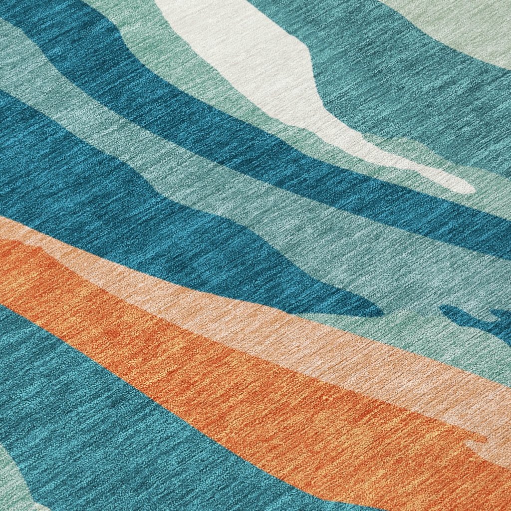 LOOMLAN Rugs Petala Teal Washable Indoor-Outdoor Rug