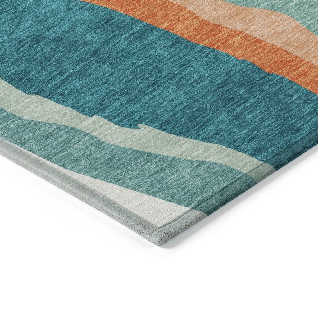 LOOMLAN Rugs Petala Teal Washable Indoor-Outdoor Rug