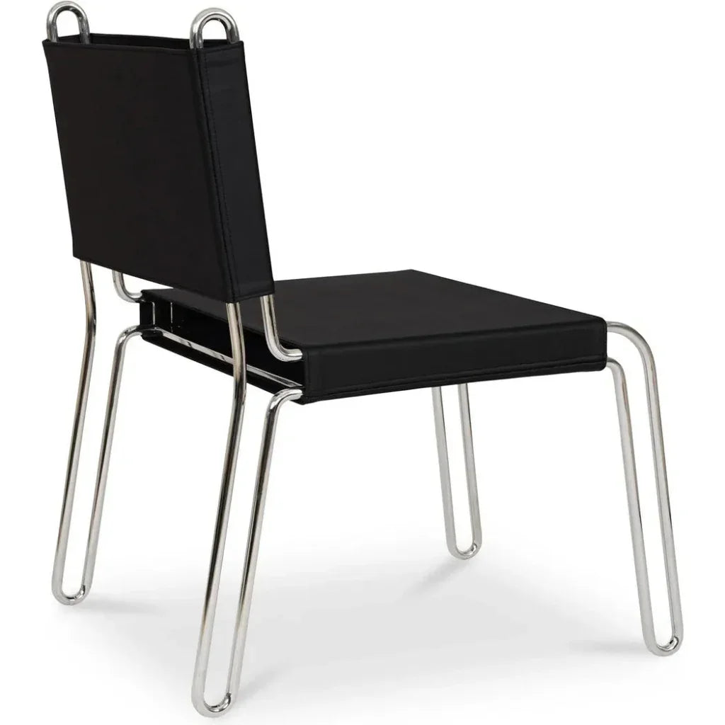 Petra Black Leather Armless Accent Chair - LOOMLAN - Moe's Home - Accent Chairs