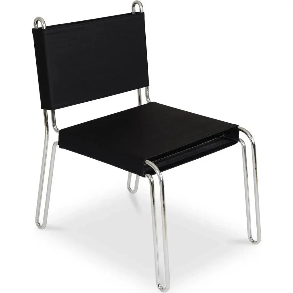 Petra Black Leather Armless Accent Chair - LOOMLAN - Moe's Home - Accent Chairs