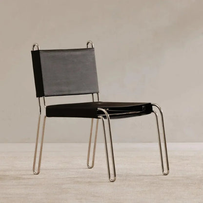 Petra Black Leather Armless Accent Chair - LOOMLAN - Moe's Home - Accent Chairs