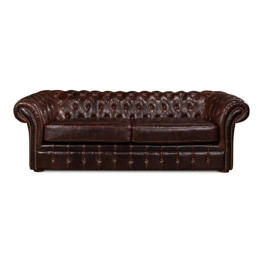 Sarreid Piccadilly 3 Seat Chesterfield Sofa Club Leather