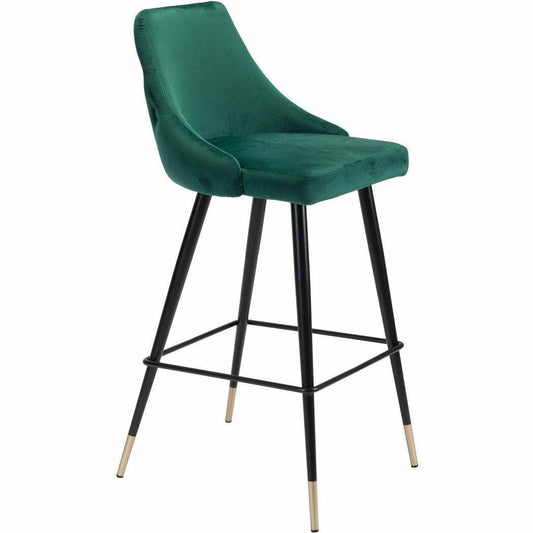 Piccolo Bar Chair Green - Sideboards and Things Accents_Black, Accents_Gold, Back Type_With Back, Brand_Zuo Modern, Color_Black, Color_Gold, Color_Green, Depth_20-30, Finish_Powder Coated, Height_40-50, Materials_Metal, Metal Type_Steel, Product Type_Bar Height, Upholstery Type_Fabric Blend, Upholstery Type_Polyester, Width_10-20