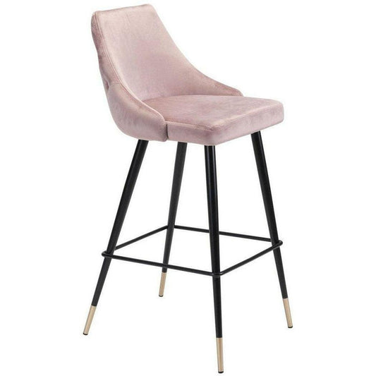 Piccolo Bar Chair Pink - Sideboards and Things Accents_Black, Accents_Gold, Back Type_With Back, Brand_Zuo Modern, Color_Black, Color_Gold, Color_Pink, Depth_20-30, Finish_Powder Coated, Height_40-50, Materials_Metal, Metal Type_Steel, Product Type_Bar Height, Upholstery Type_Fabric Blend, Upholstery Type_Polyester, Width_10-20