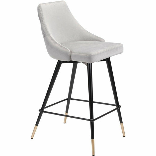 Piccolo Counter Chair Gray - Sideboards and Things Accents_Black, Accents_Gold, Back Type_With Back, Brand_Zuo Modern, Color_Black, Color_Gold, Color_Gray, Depth_20-30, Finish_Powder Coated, Height_30-40, Materials_Metal, Metal Type_Steel, Product Type_Counter Height, Upholstery Type_Fabric Blend, Upholstery Type_Polyester, Width_10-20