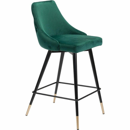 Piccolo Counter Chair Green - Sideboards and Things Accents_Black, Accents_Gold, Back Type_With Back, Brand_Zuo Modern, Color_Black, Color_Gold, Color_Green, Depth_20-30, Finish_Powder Coated, Height_30-40, Materials_Metal, Metal Type_Steel, Product Type_Counter Height, Upholstery Type_Fabric Blend, Upholstery Type_Polyester, Width_10-20