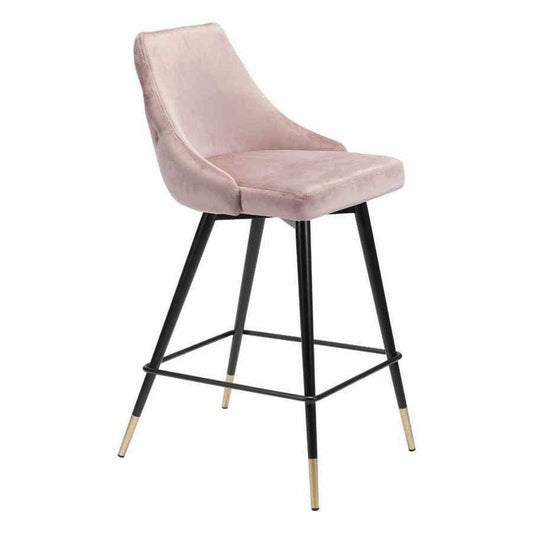 Piccolo Counter Chair Pink - Sideboards and Things Accents_Black, Accents_Gold, Back Type_With Back, Brand_Zuo Modern, Color_Black, Color_Gold, Color_Pink, Depth_20-30, Finish_Powder Coated, Height_30-40, Materials_Metal, Metal Type_Steel, Product Type_Counter Height, Upholstery Type_Fabric Blend, Upholstery Type_Polyester, Width_10-20