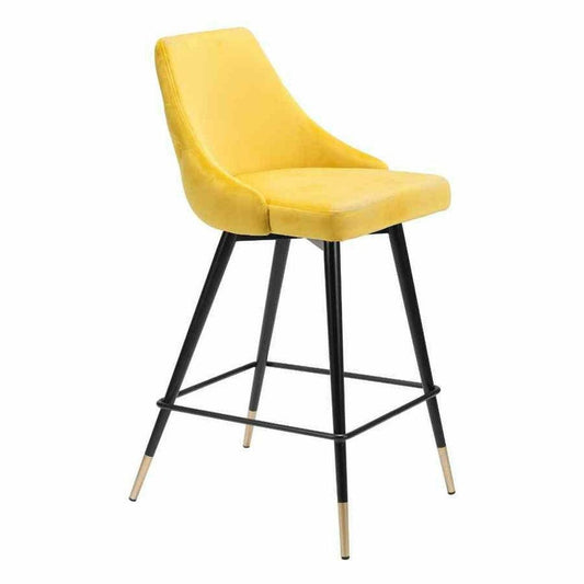 Piccolo Counter Chair Yellow - Sideboards and Things Accents_Black, Accents_Gold, Back Type_With Back, Brand_Zuo Modern, Color_Black, Color_Gold, Color_Yellow, Depth_20-30, Finish_Powder Coated, Height_30-40, Materials_Metal, Metal Type_Steel, Product Type_Counter Height, Upholstery Type_Fabric Blend, Upholstery Type_Polyester, Width_10-20