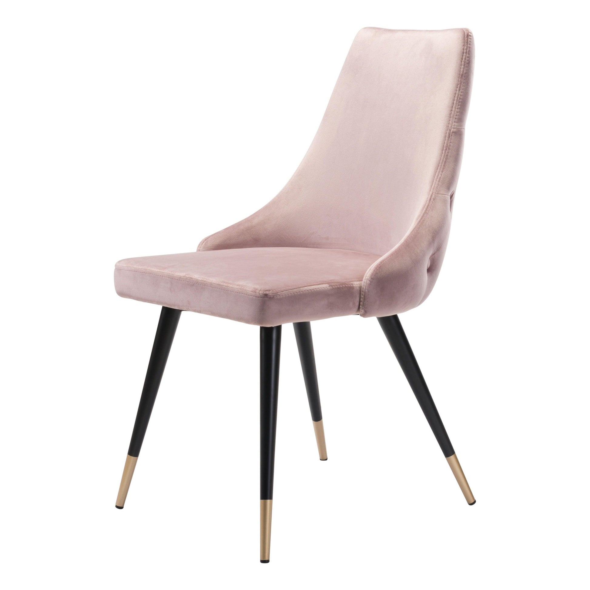 Piccolo Dining Chair (Set of 2) Pink - Sideboards and Things Accents_Black, Accents_Gold, Back Type_With Back, Brand_Zuo Modern, Color_Black, Color_Gold, Color_Pink, Depth_20-30, Finish_Powder Coated, Height_30-40, Materials_Metal, Metal Type_Steel, Number of Pieces_2PC Set, Product Type_Dining Height, Upholstery Type_Fabric Blend, Upholstery Type_Polyester, Width_20-30