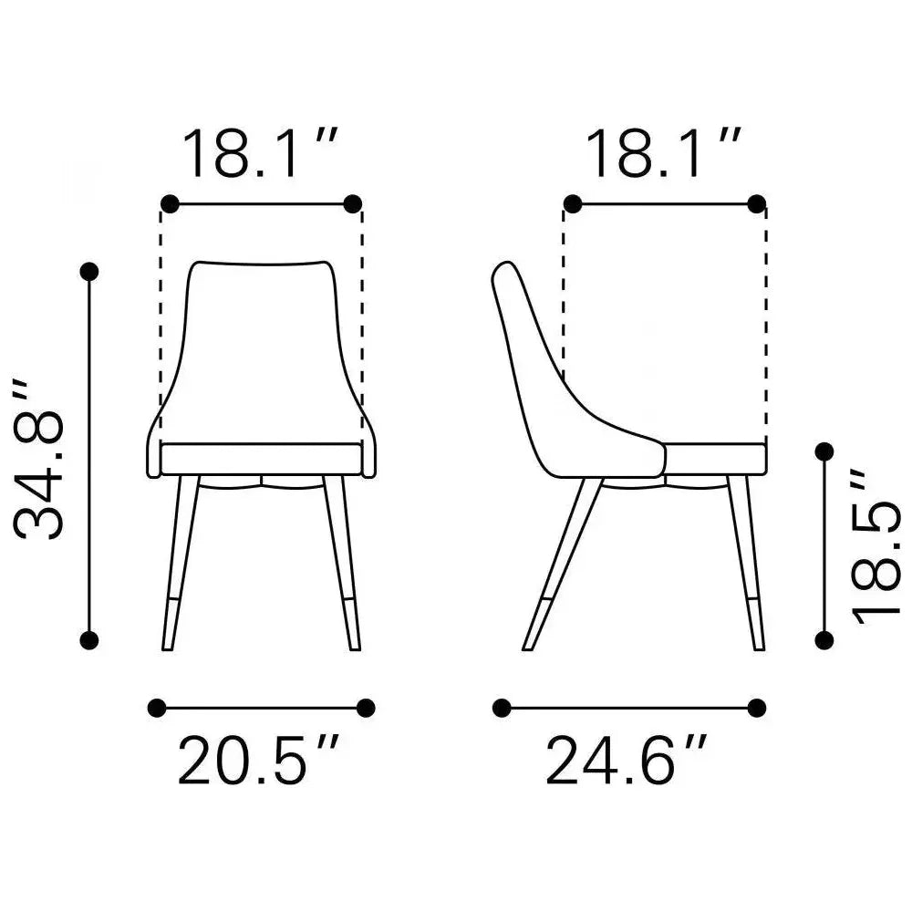 Piccolo Performance Fabric Armless Dining Chair (Set Of 2) - LOOMLAN - Zuo Modern - Dining Chairs