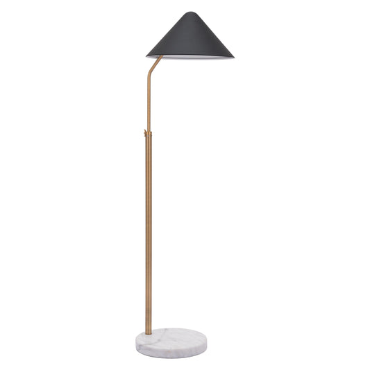 Pike Floor Lamp Black & White - Sideboards and Things Brand_Zuo Modern, Color_Black, Depth_10-20, Features_Adjustable Height, Finish_Hand Painted, Height_50-60, Materials_Metal, Materials_Stone, Metal Type_Steel, Product Type_Floor Lamp, Stone Type_Marble, Width_10-20