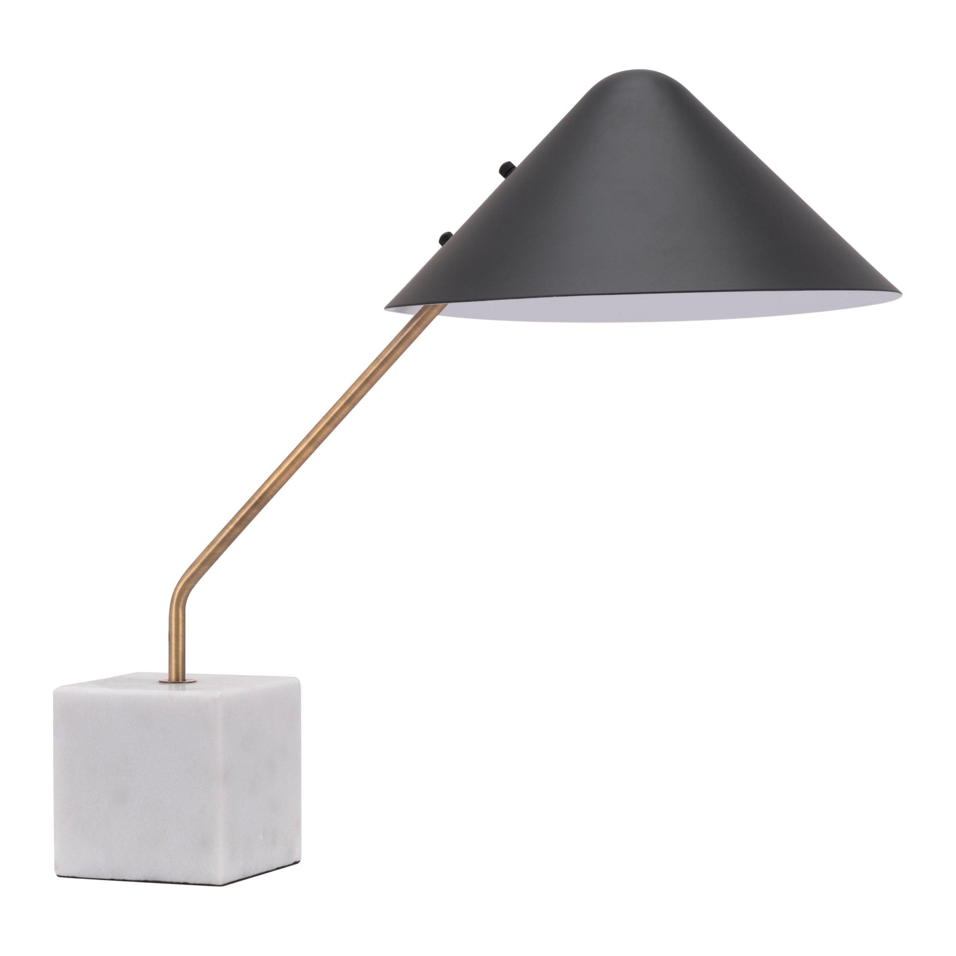 Pike Table Lamp Black & White - Sideboards and Things Brand_Zuo Modern, Color_Black, Depth_10-20, Finish_Hand Painted, Finish_Polished, Height_20-30, Materials_Metal, Materials_Stone, Metal Type_Steel, Product Type_Table Lamp, Stone Type_Marble, Width_20-30