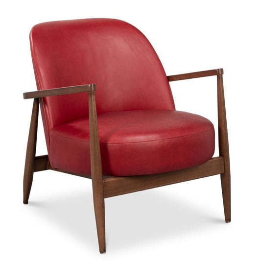 Sarreid Pindar Red Leather Armchair