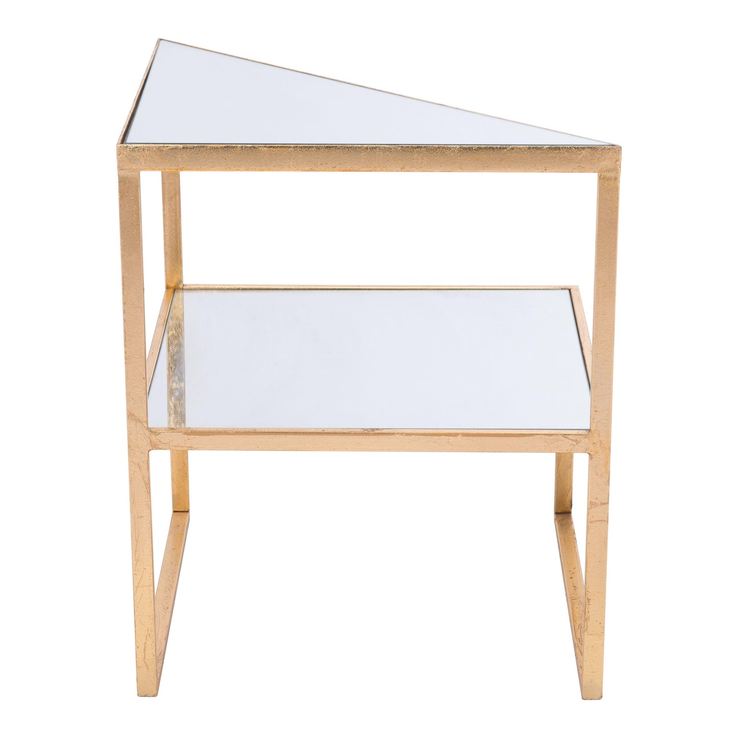 Planes Side Table Gold & Mirror - Sideboards and Things Accents_Gold, Brand_Zuo Modern, Color_Gold, Depth_10-20, Finish_Hand Painted, Finish_Polished, Height_20-30, Materials_Glass, Materials_Metal, Metal Type_Steel, Product Type_Side Table, Width_10-20